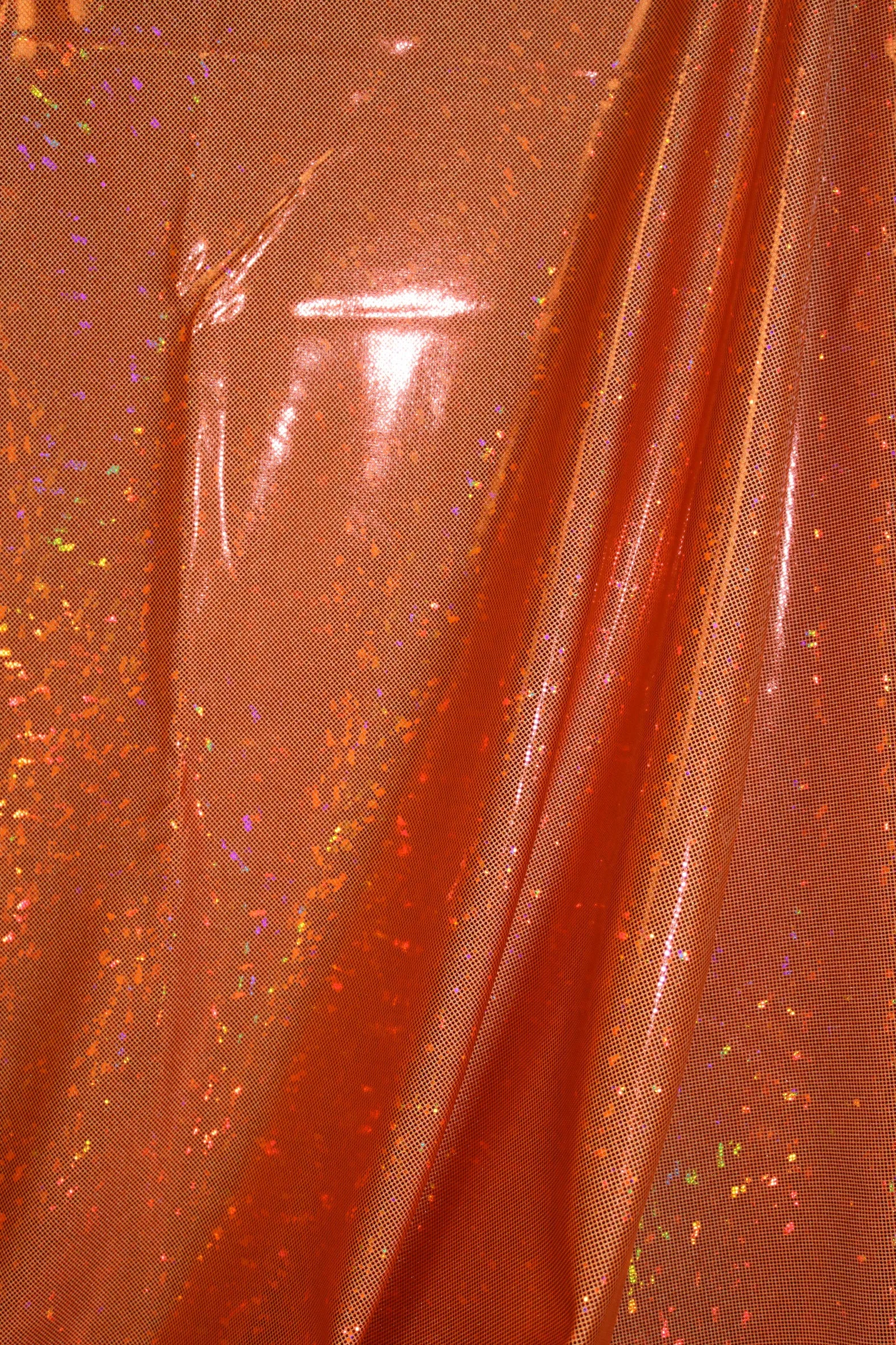 Orange Hologram Spandex Fabric Sample