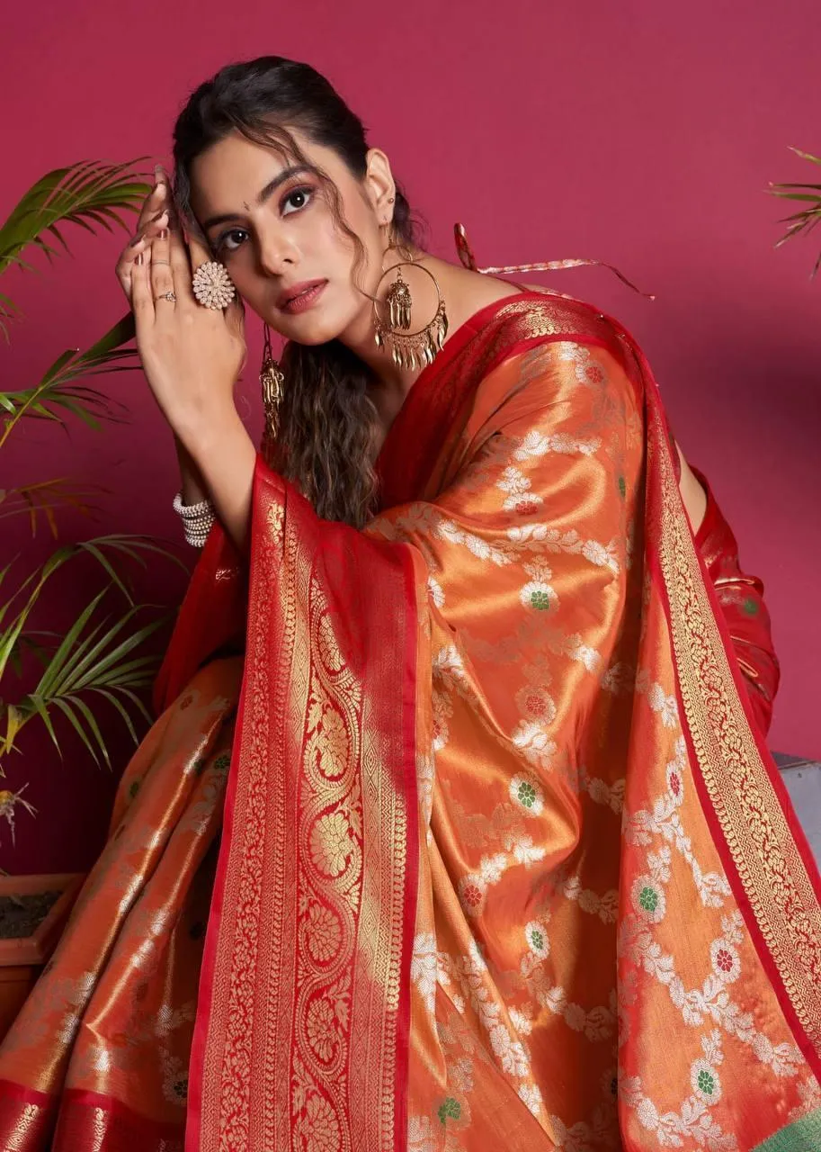 Orange Kanjivaram Silk  Saree