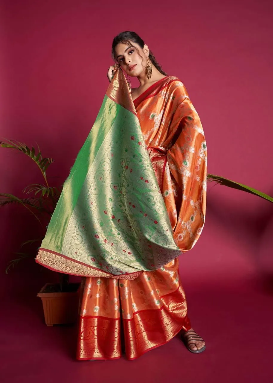 Orange Kanjivaram Silk  Saree