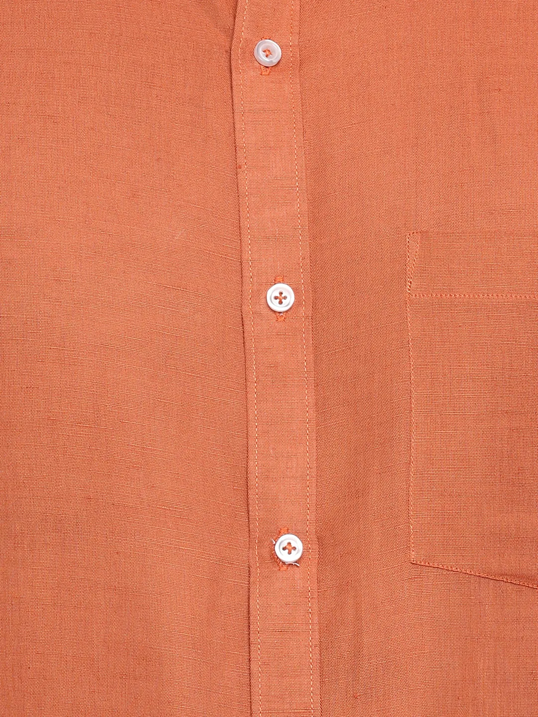 Orange Linen Solid Slim Fit Shirt