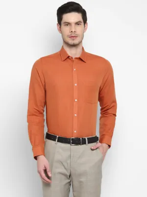 Orange Linen Solid Slim Fit Shirt