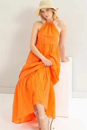 Orange Maxi Halter Dress