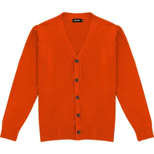 Orange Mens V-Neck Button Down Cardigan Sweater