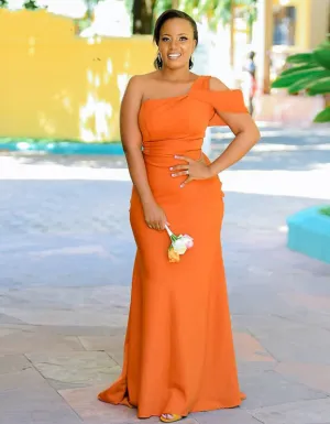 Orange Mermaid African Bridesmaid Dresses For Women,Evening Dresses,Wedding Party Gown