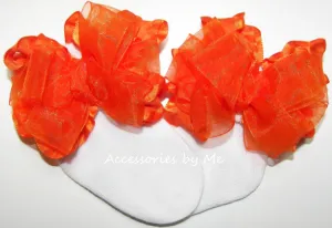 Orange Organza Ruffle Bow Socks