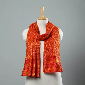 Orange - Phulkari Silk Cotton Embroidered Stole 13