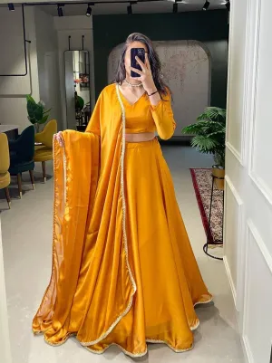 Orange Rangoli Silk  Lehenga Choli