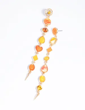 Orange Stone Drop Earrings