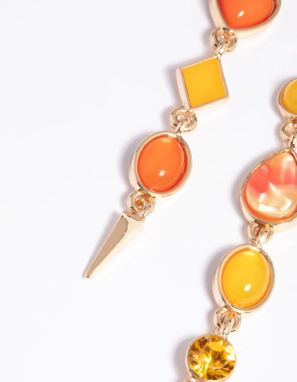 Orange Stone Drop Earrings