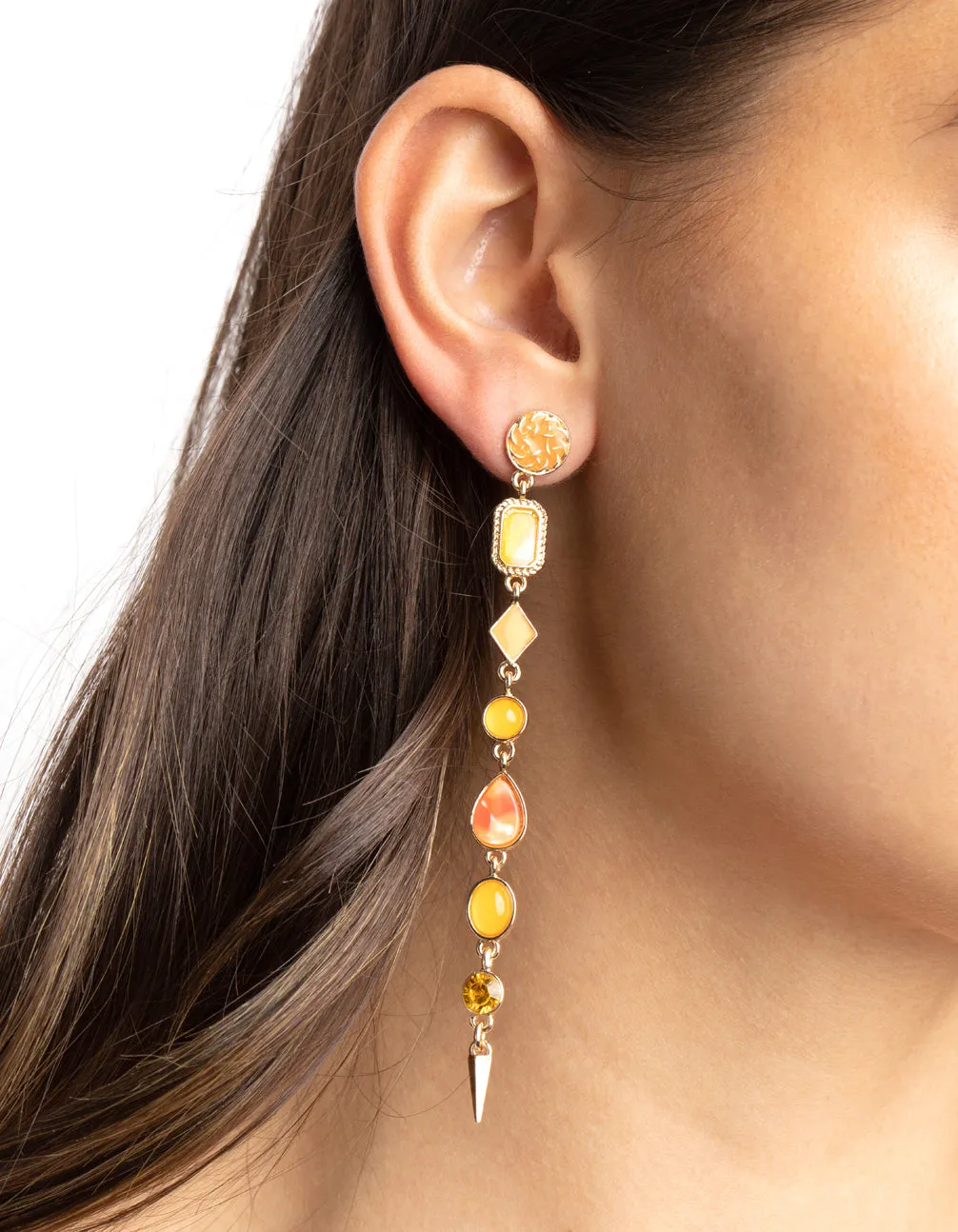 Orange Stone Drop Earrings