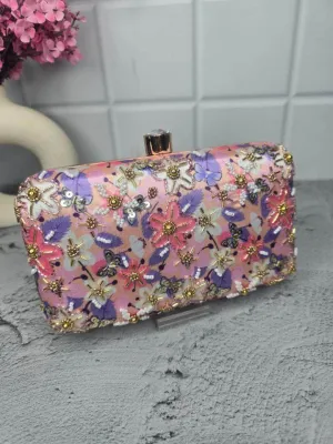 Orchid Pink Artistic Clutch Purse