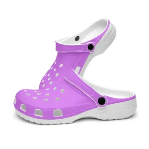 Orchid Purple Color Unisex Clogs, Best Solid Purple Color Unisex Clogs Beach or Pool Designer Sandals For Men or Women