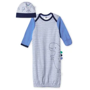 Organic Baby Boys 2-Piece Lil' Dino Gown and Hat Set