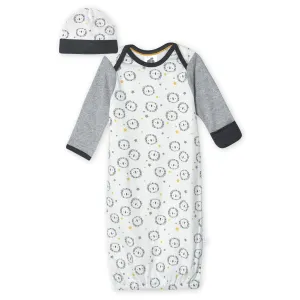 Organic Baby Boys 2-Piece Lil' Lion Gown and Hat Set