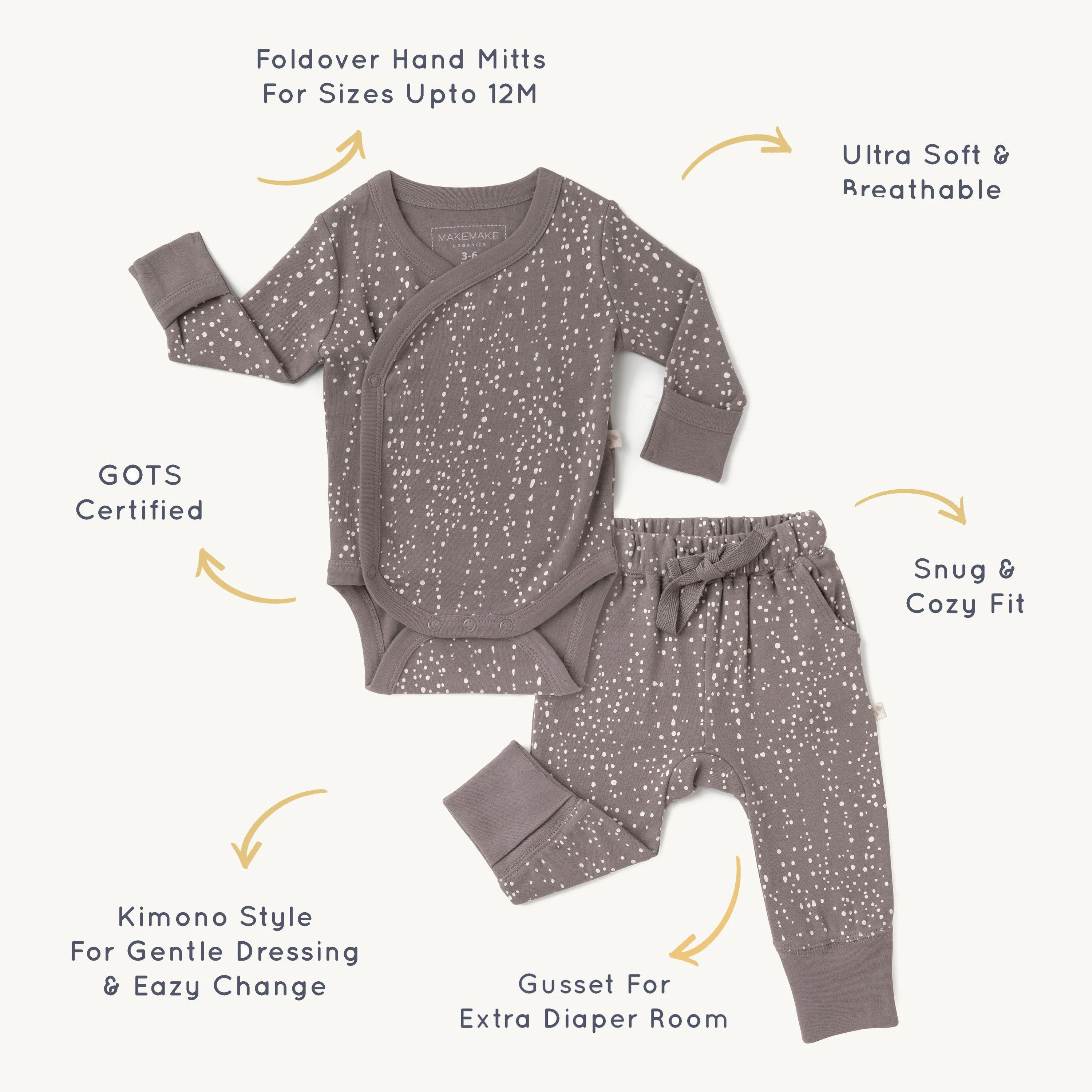 Organic Baby Onesie & Pants Outfit - Speckle