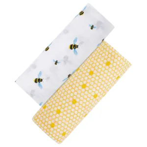 Organic Cotton Muslin Swaddle 2-Pack - Busy Bees