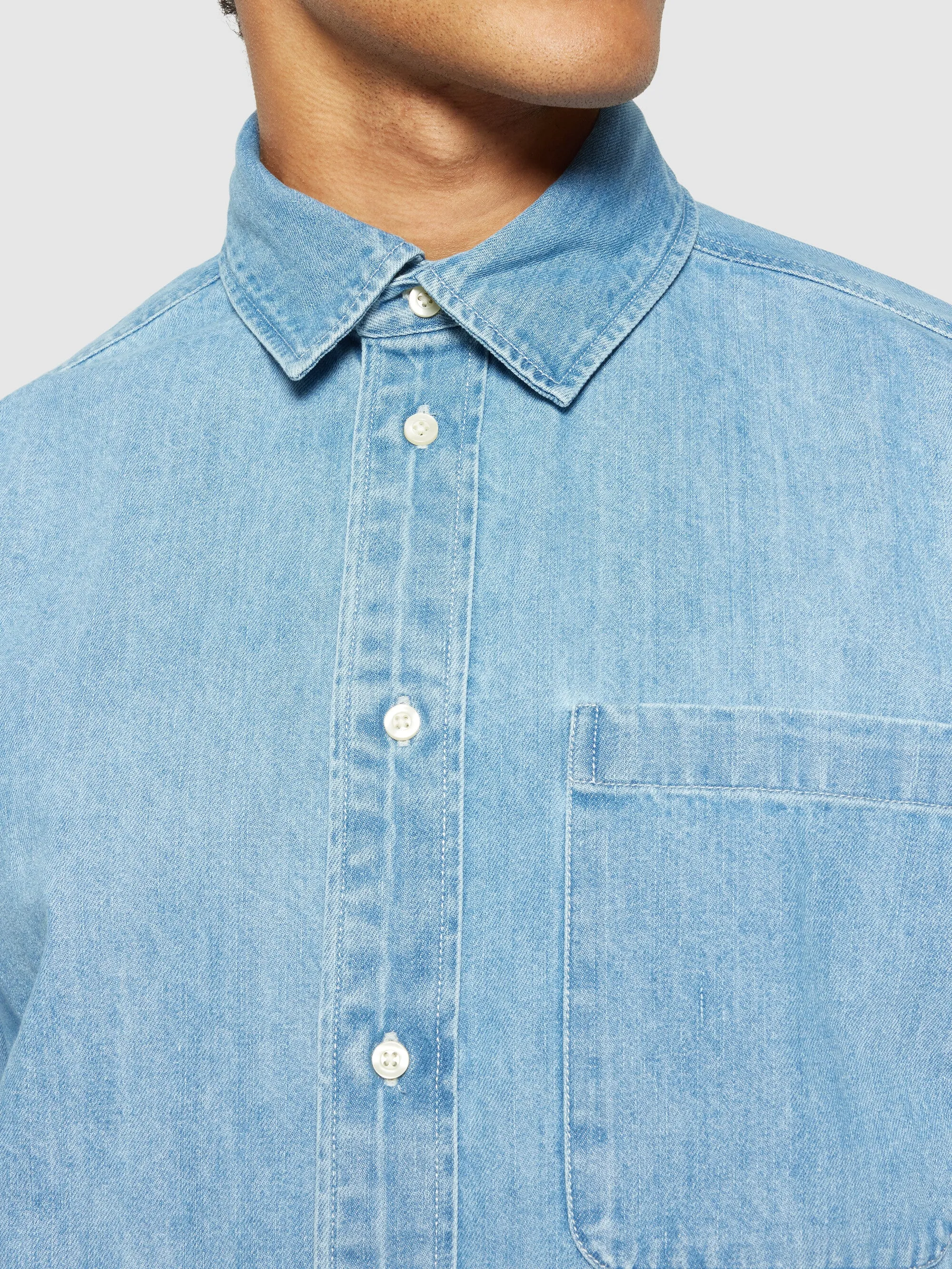 Organic Cotton Natural Indigo Denim Shirt GOTS - Light Blue denim