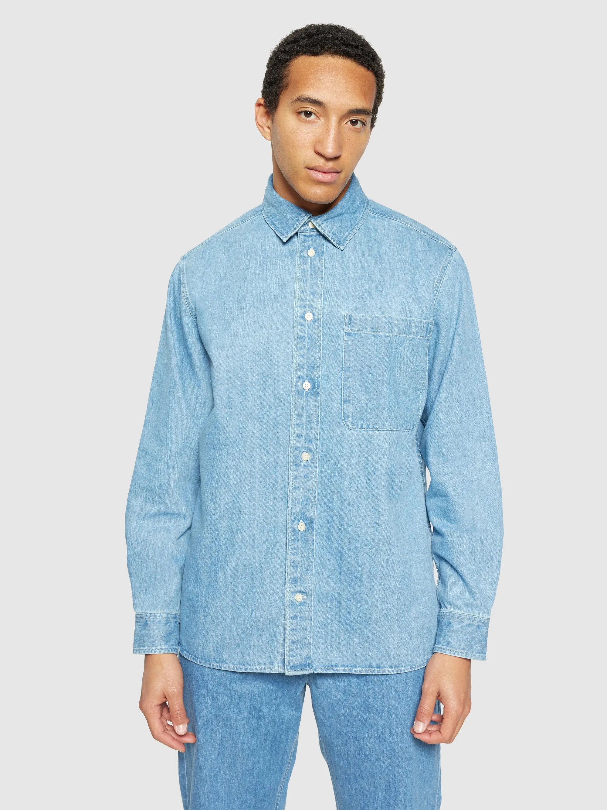 Organic Cotton Natural Indigo Denim Shirt GOTS - Light Blue denim