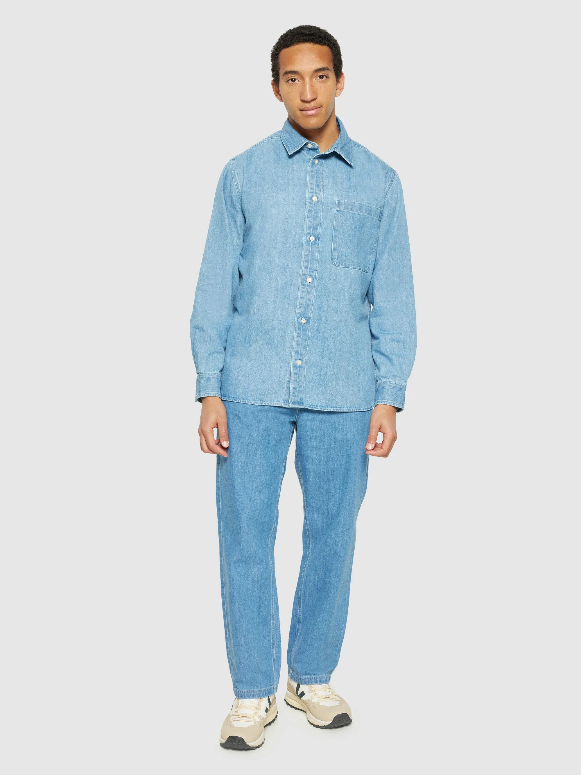 Organic Cotton Natural Indigo Denim Shirt GOTS - Light Blue denim