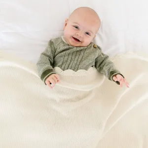 Organic Cotton Scalloped Baby Blanket - Vanilla