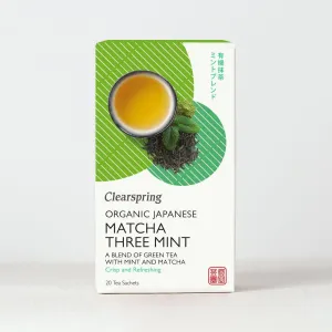 Organic Japanese Matcha Three Mint - 20 Tea Sachets (4 Pack)