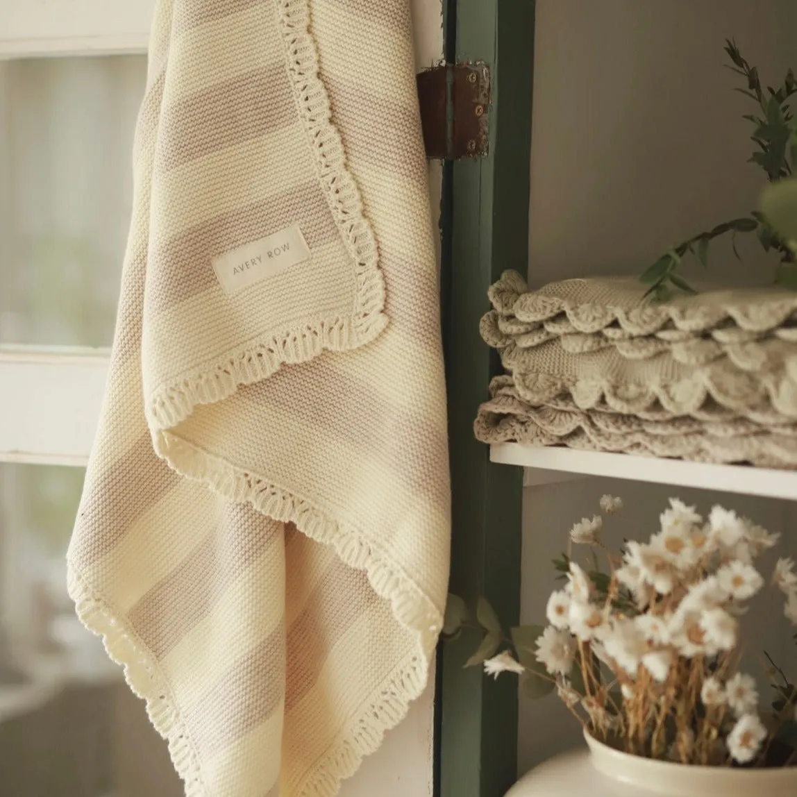 Organic Knit Blanket 'Oat Melange'