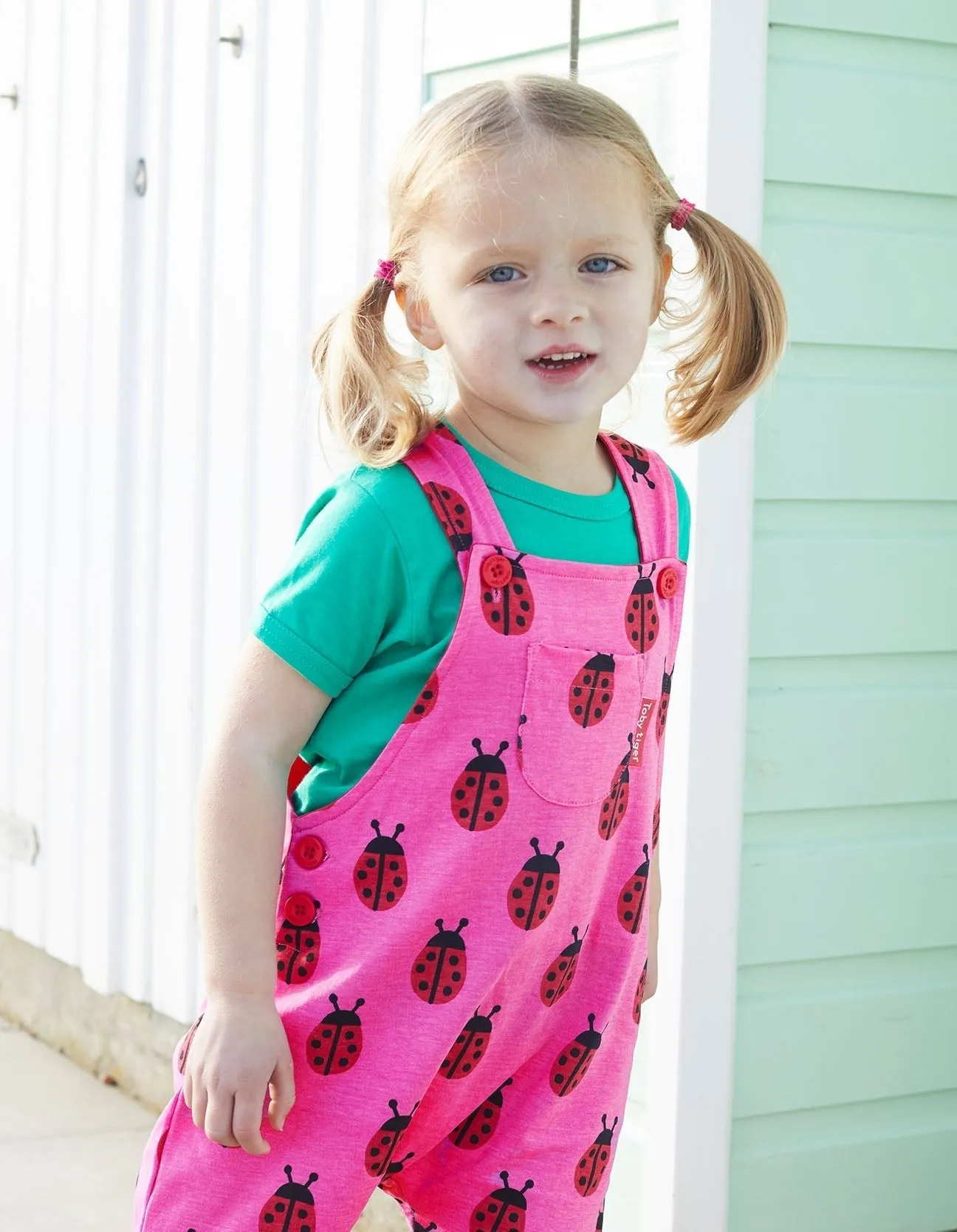 Organic Ladybird Print Dungarees