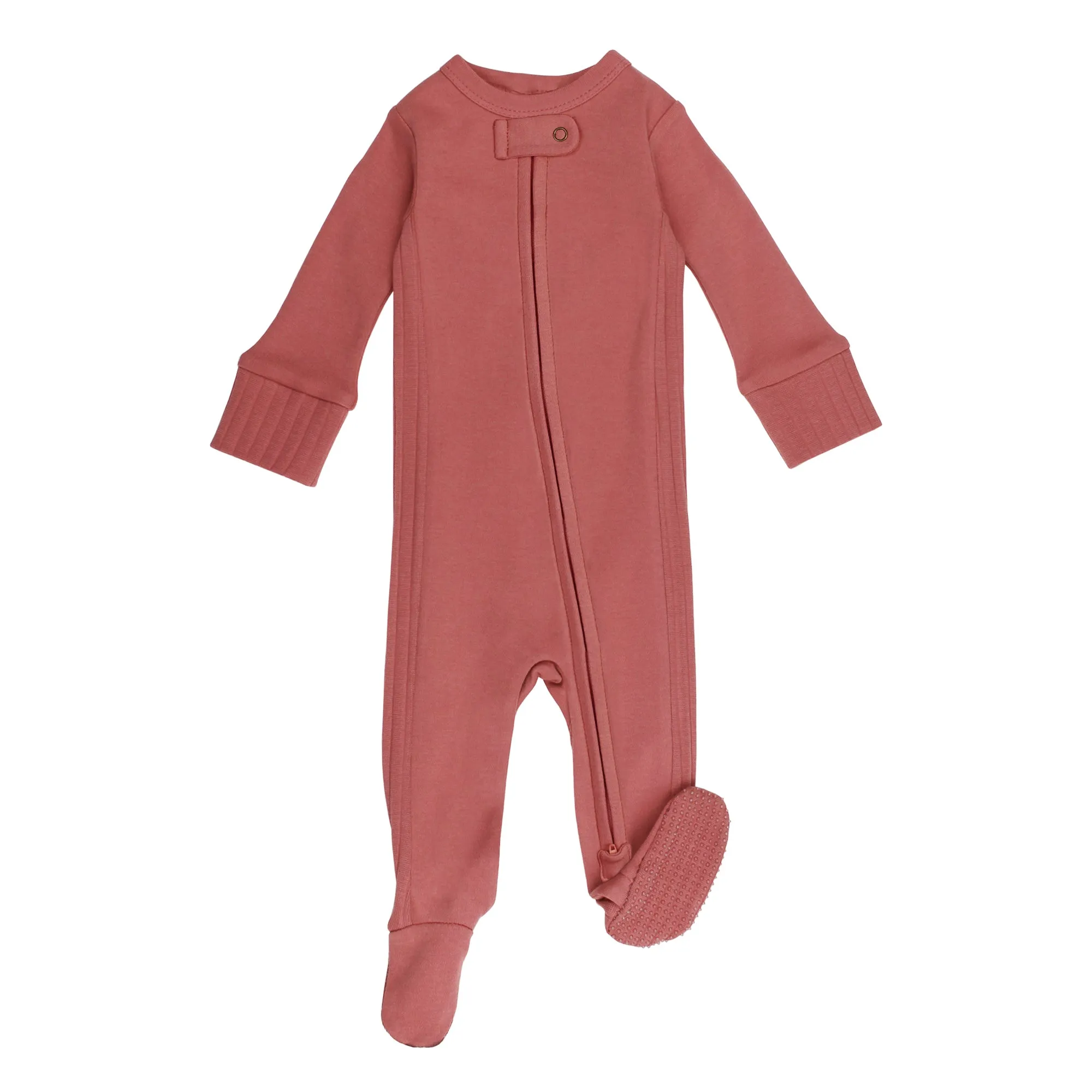 Organic Ribbed Zipper Footies