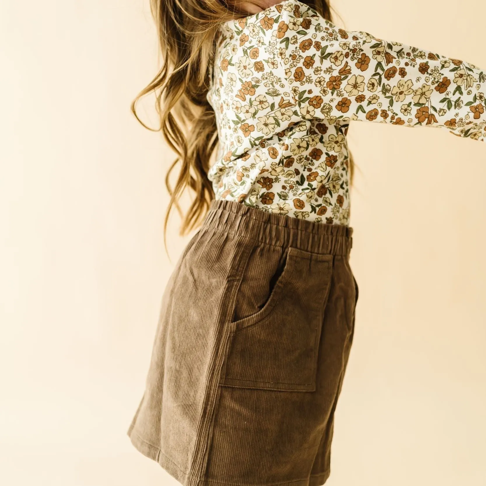 Organic Top and Corduroy Skirt Set - Espresso