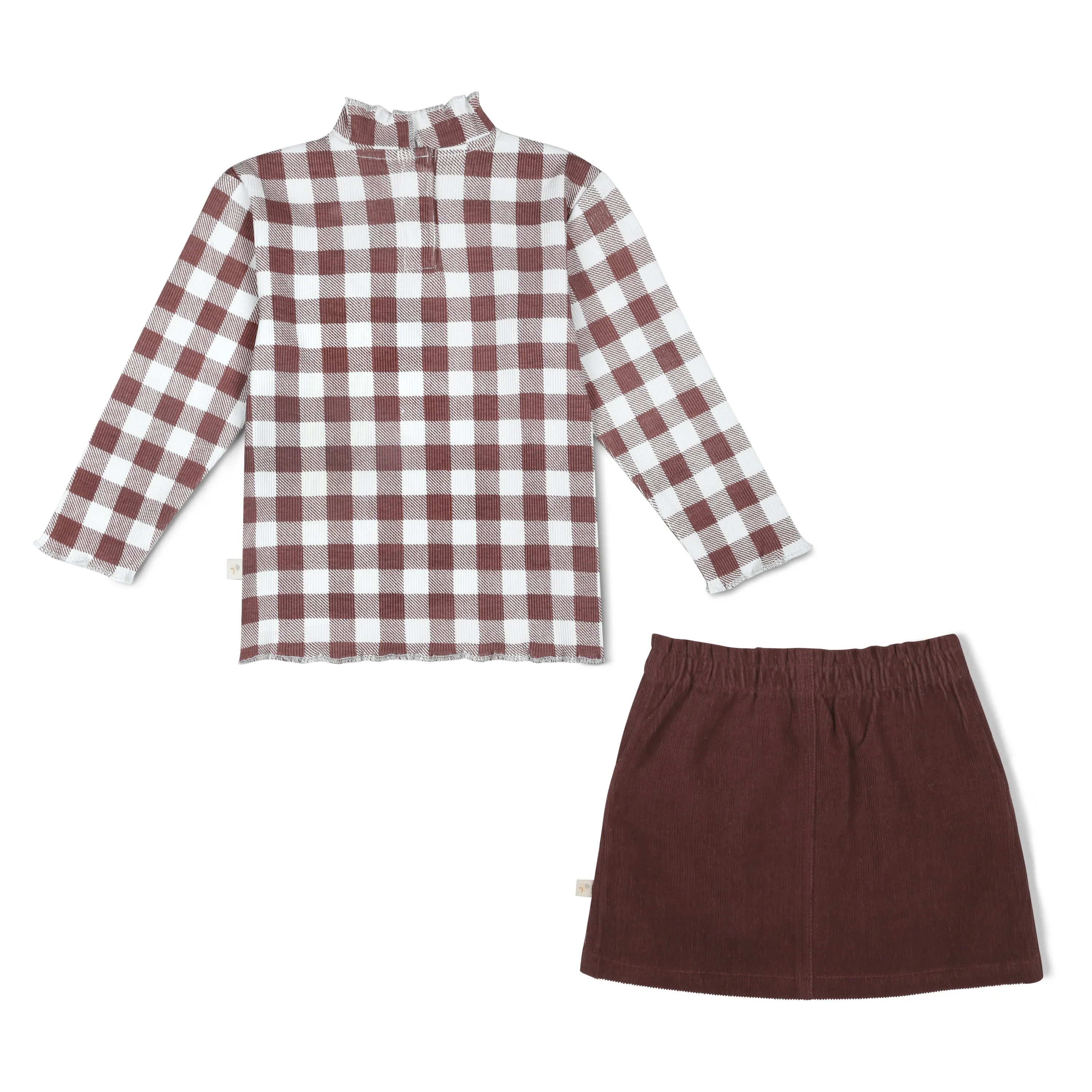 Organic Top and Corduroy Skirt Set - Plum