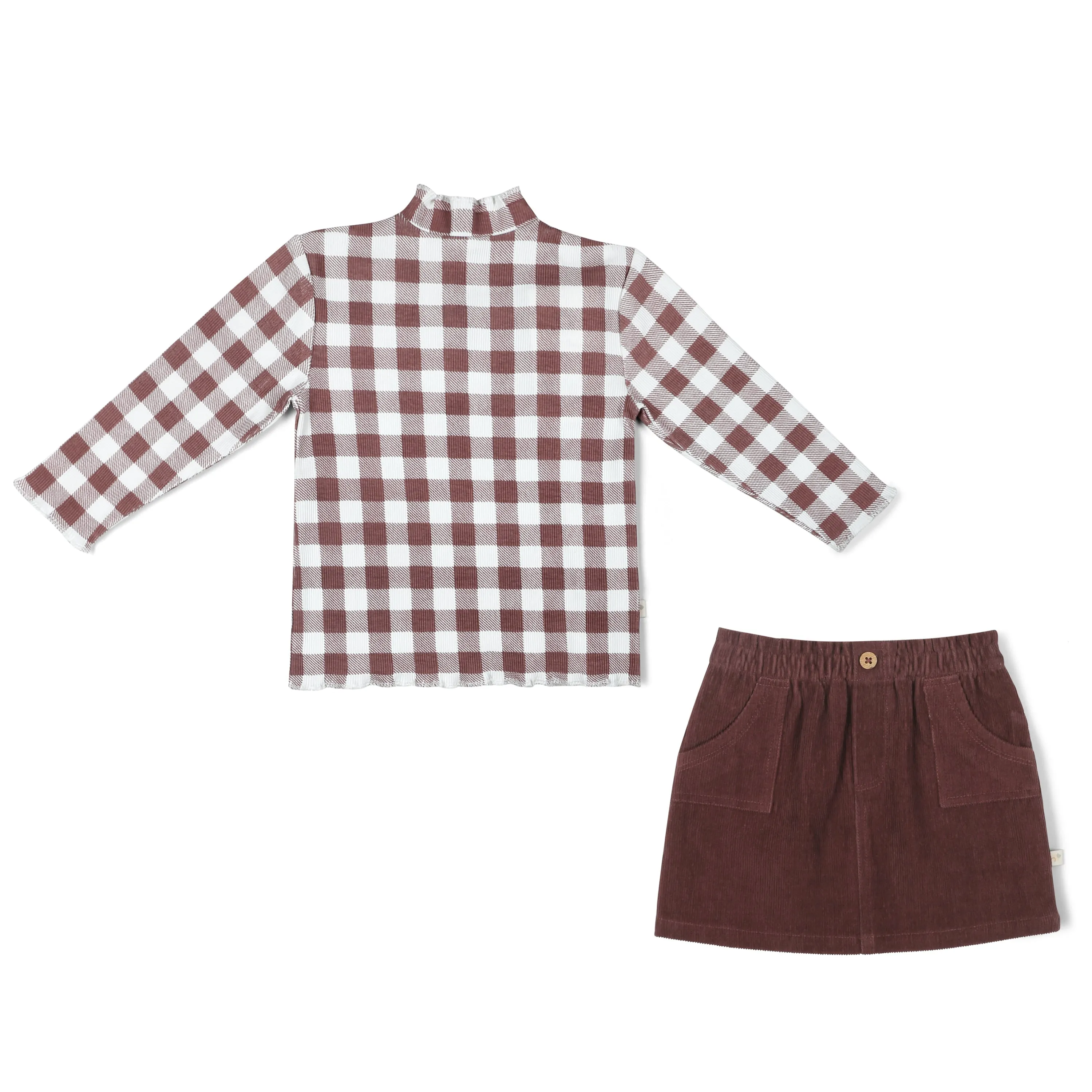 Organic Top and Corduroy Skirt Set - Plum