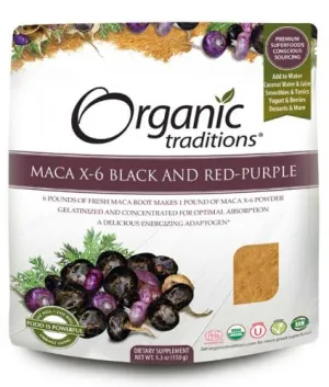 Organic Traditions Maca X-6 Black and Red-Purple (150g)