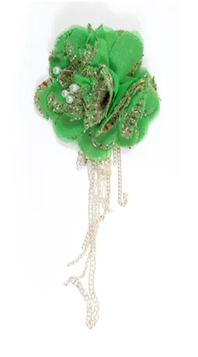 Organza Floral Piece with Dangling Chain - 1 Piece