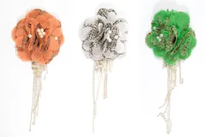 Organza Floral Piece with Dangling Chain - 1 Piece