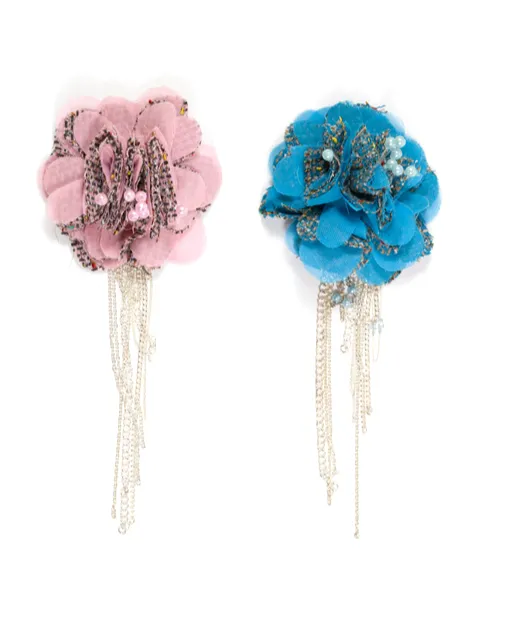 Organza Floral Piece with Dangling Chain - 1 Piece