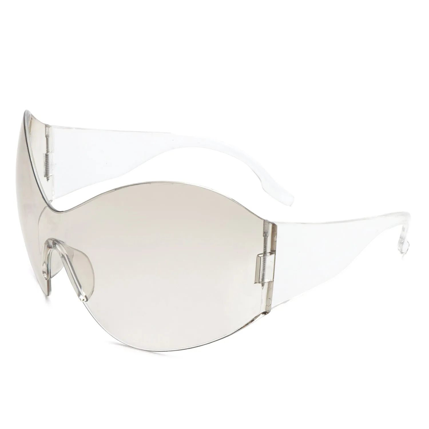 Oriel - Rimless Oversized Wraparound Shield Women Sunglasses