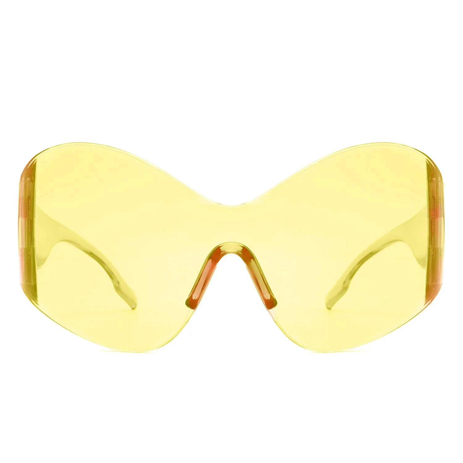 Oriel - Rimless Oversized Wraparound Shield Women Sunglasses