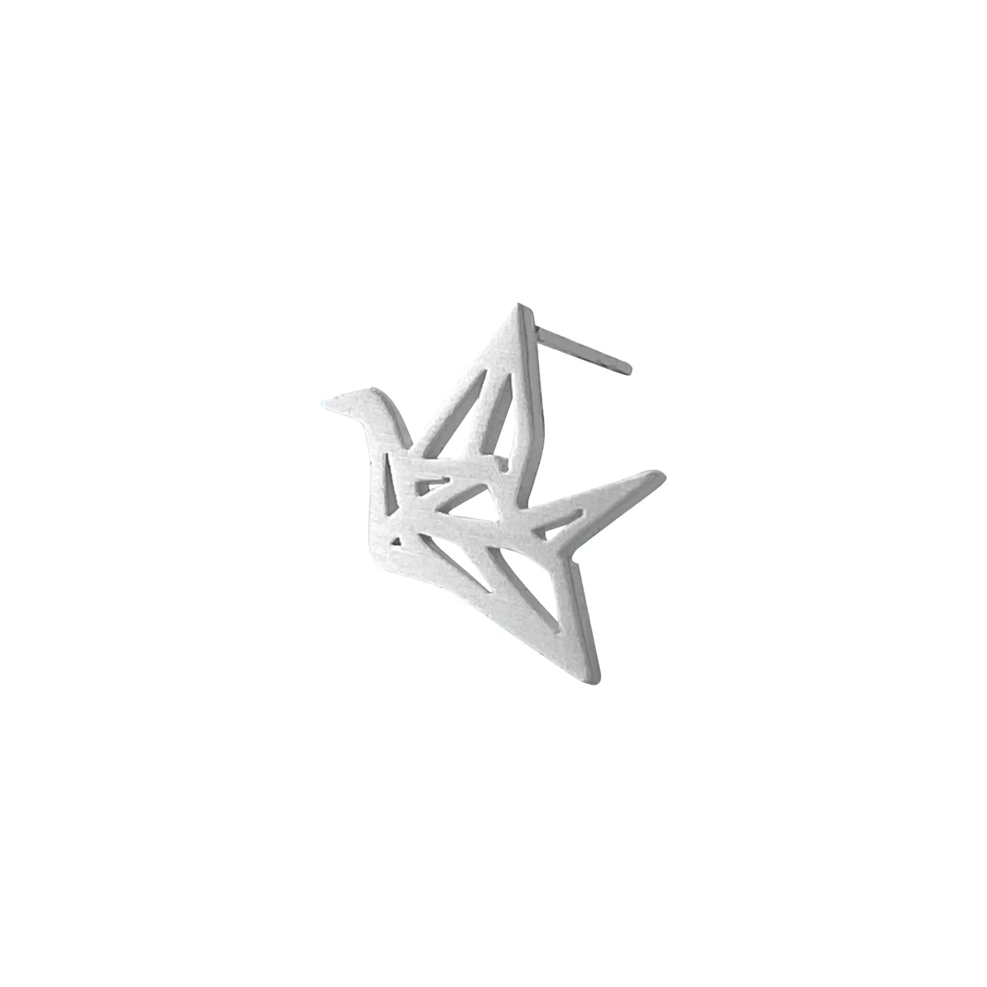 Origami Crane Earrings, Silver