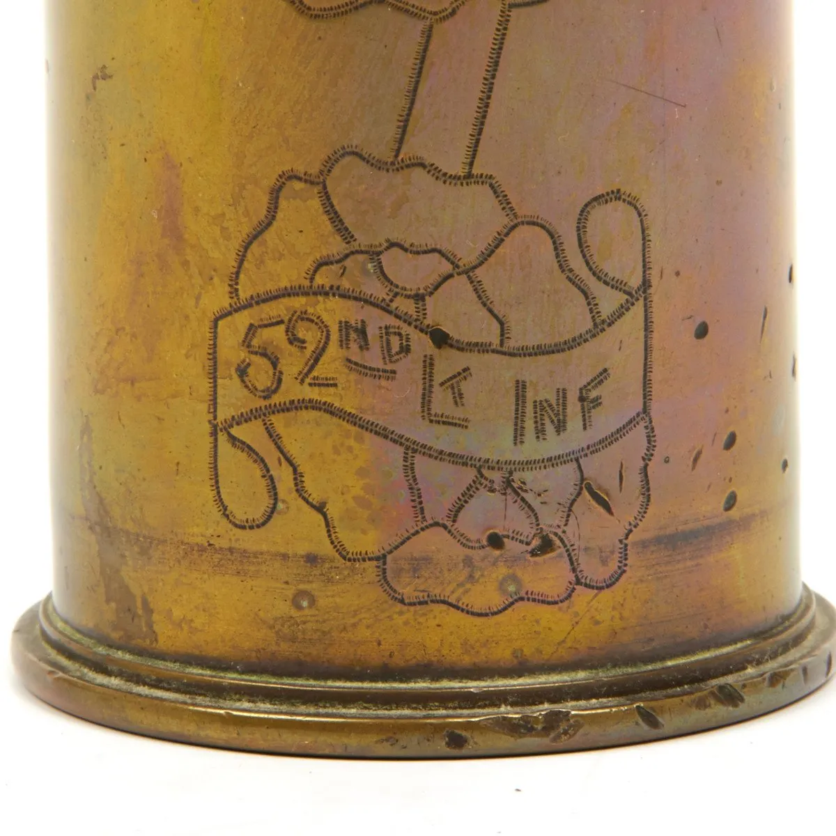 Original British WWI Trench Art Water Jug from 6 Pound Artillery Shell - Dated 1917