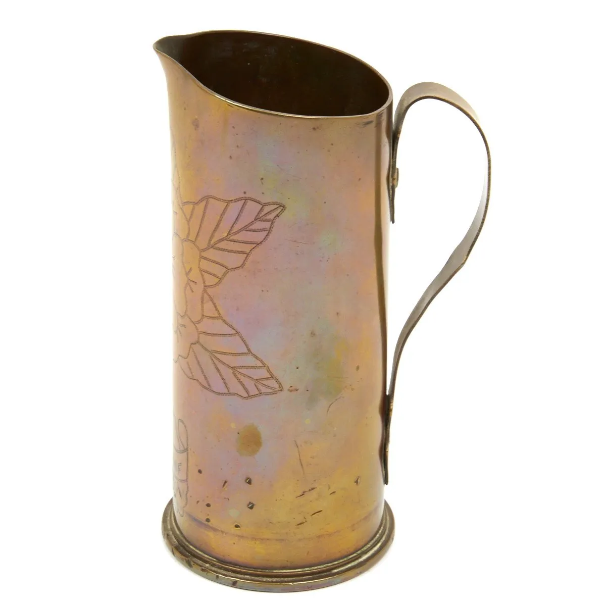 Original British WWI Trench Art Water Jug from 6 Pound Artillery Shell - Dated 1917