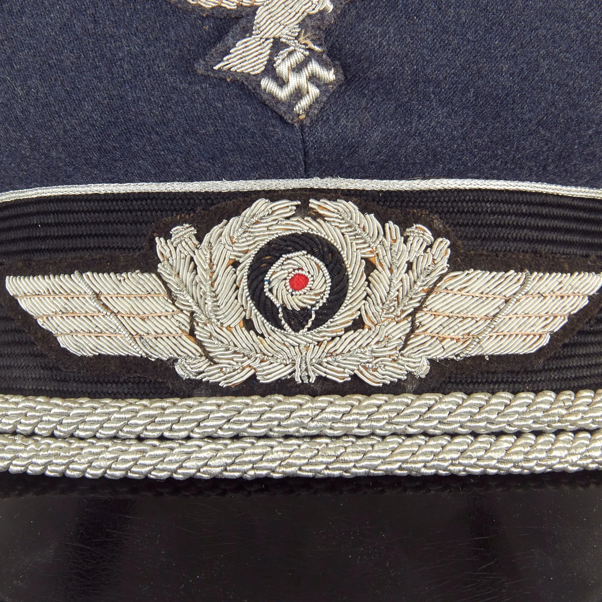 Original Excellent German WWII Luftwaffe Officer Schirmmütze Visor Cap with Bullion Insignia - Size 57