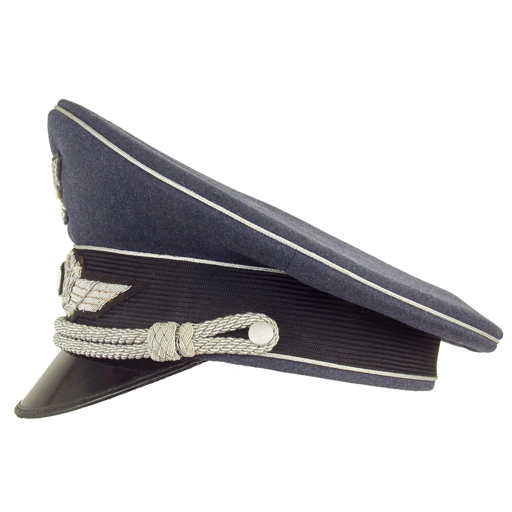 Original Excellent German WWII Luftwaffe Officer Schirmmütze Visor Cap with Bullion Insignia - Size 57