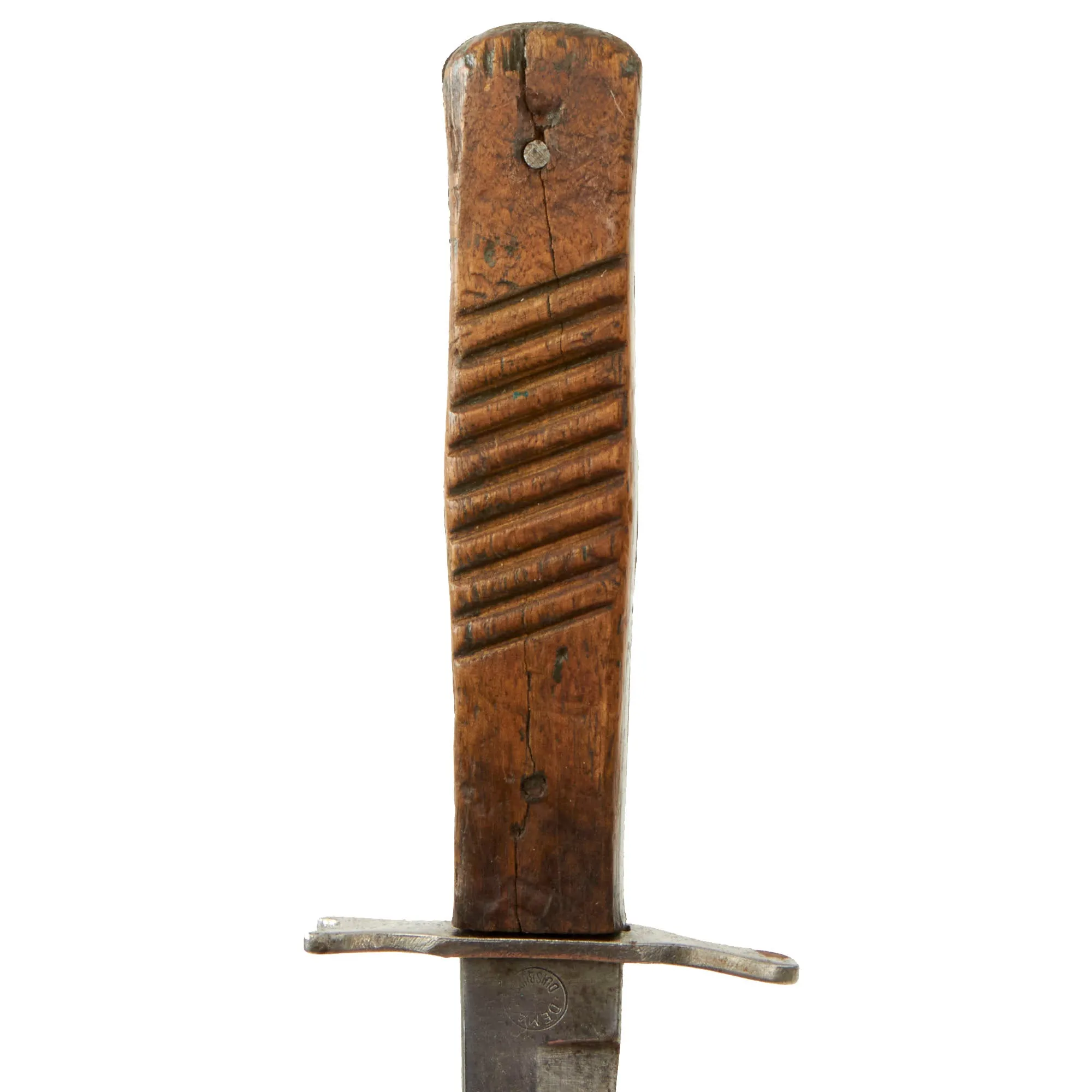 Original German WWI Trench Fighting Knife by DEMAG with WWII USGI Decorated Leather Belt Sheath