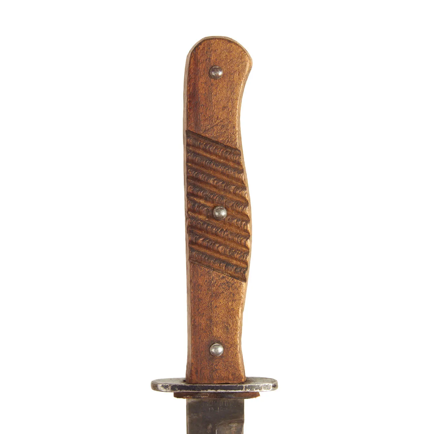 Original German WWI Trench Fighting Knife by ERN with Ribbed Grips and Scabbard