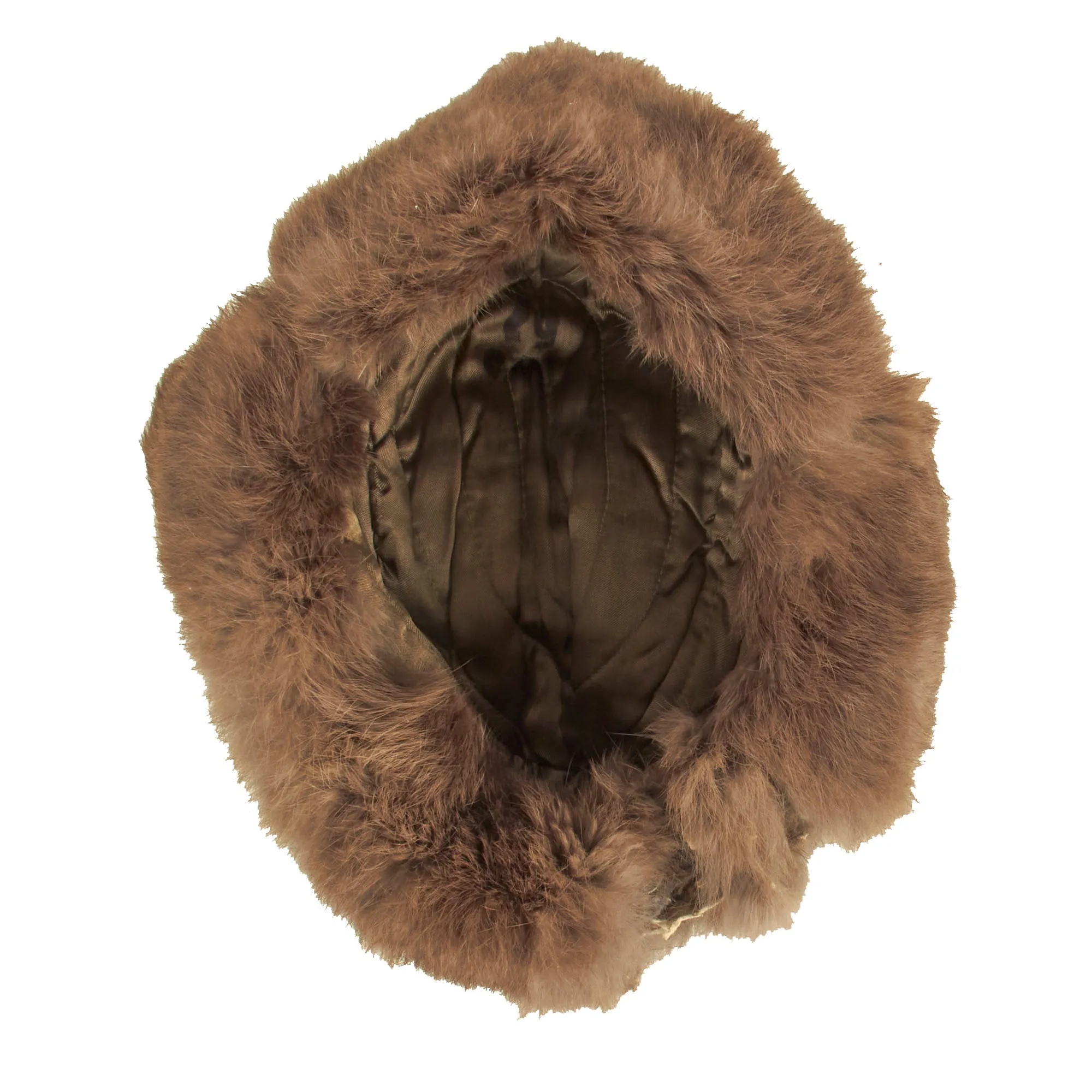 Original German WWII 1943 Dated Eastern Front 57cm Rabbit Fur Pelzmütze Winter Hat with Damaged Rear Skirt