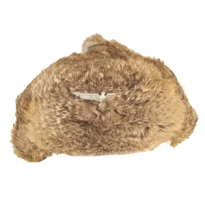 Original German WWII Eastern Front Rabbit Fur Pelzmütze Winter Hat with Faded RBNr. Markings