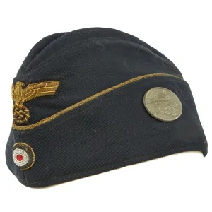 Original German WWII Kriegsmarine Navy Officer's M38 Overseas Cap with 32nd Minesweeper Flotilla Badge - Schiffchen