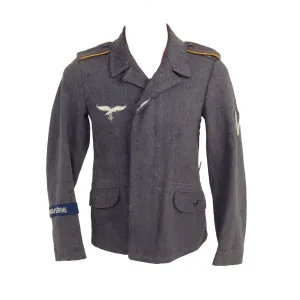 Original German WWII Luftwaffe Division Hermann Göring Panzer Signal Battalion Enlisted M40 Fliegerbluse Flight Blouse Tunic