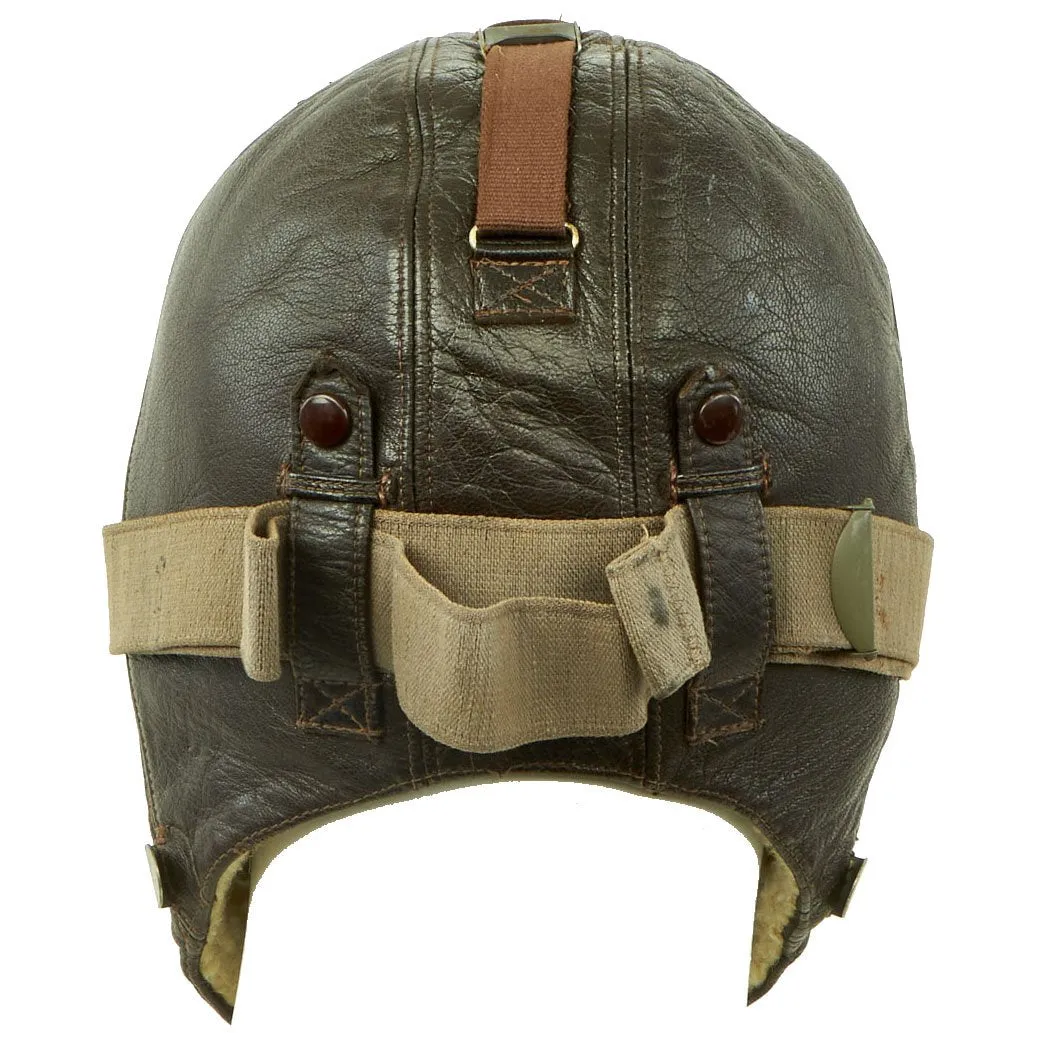 Original German WWII Luftwaffe Sheepskin Lined Leather Winter Flying Helmet with Goggles