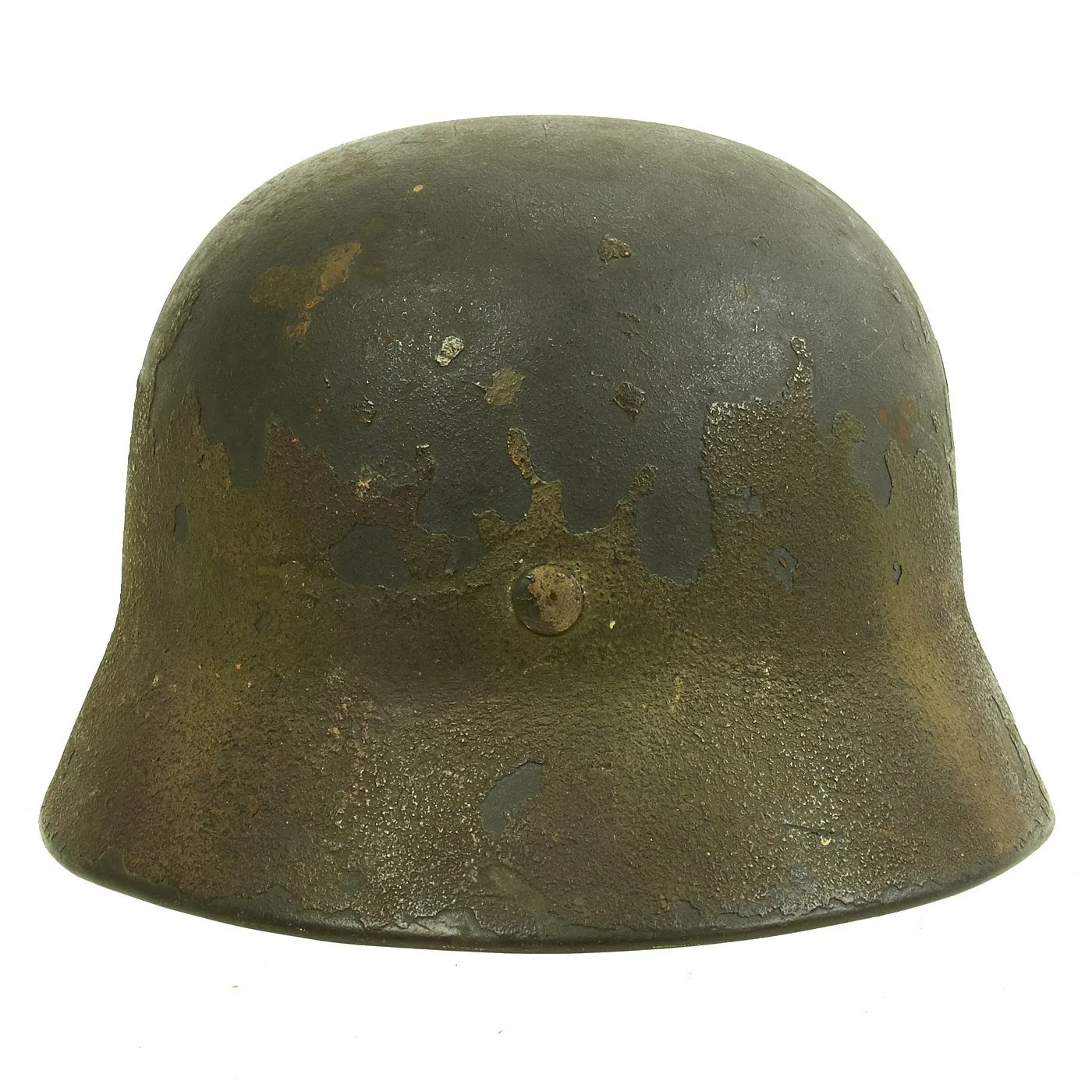 Original German WWII Luftwaffe Worn Normandy Camouflage Single Decal M35 Helmet - Stamped SE64